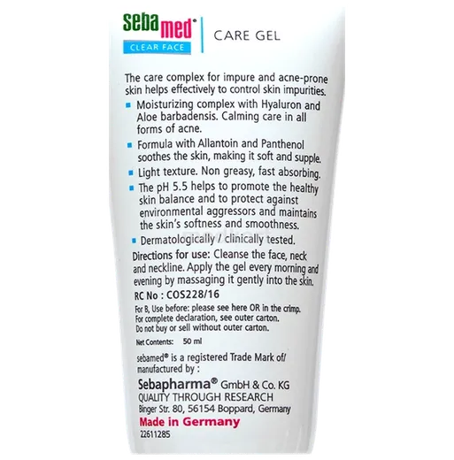 sebamed clear face care gel 50 ml